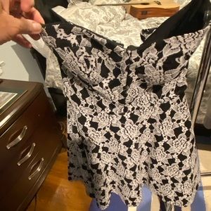 Bebe strapless dress in black and white lace